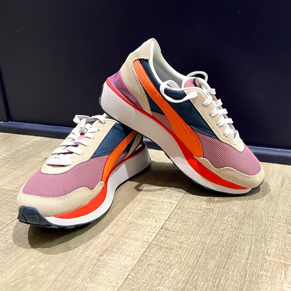Puma cruiserider platform sneakers mauve navy coral size 8